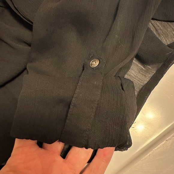 Vintage VANITY Black Sheer Button Down Long Sleeve Blouse L Y2K Whimsigoth Boho - Picture 8 of 11